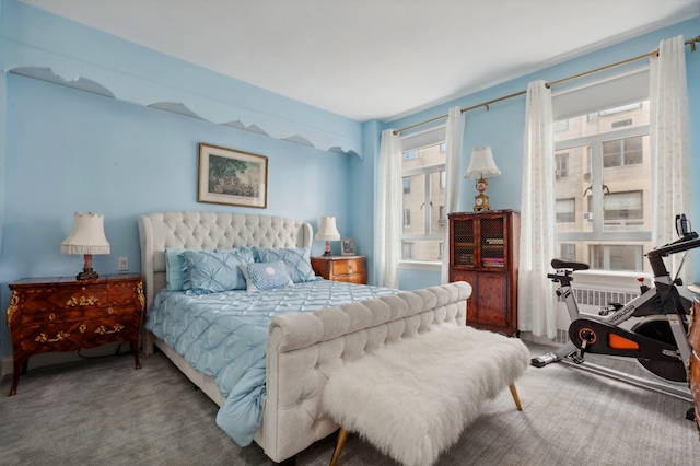 carpeted bedroom with multiple windows