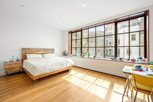 living room with light hardwood / wood-style flooring