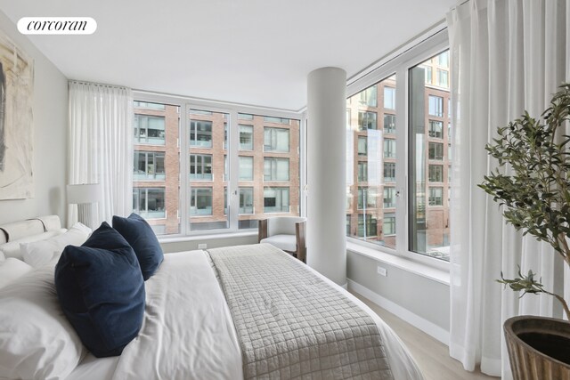 bedroom featuring light hardwood / wood-style flooring