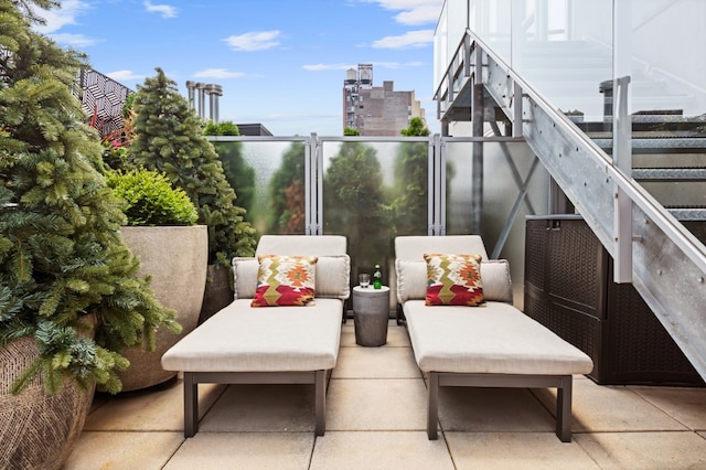 view of patio featuring a view of city