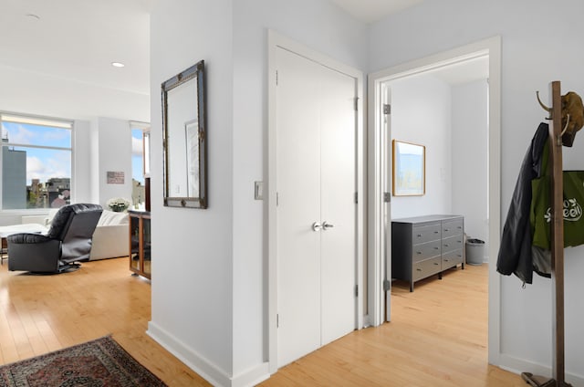 corridor featuring light wood-type flooring