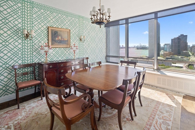 dining room featuring a notable chandelier