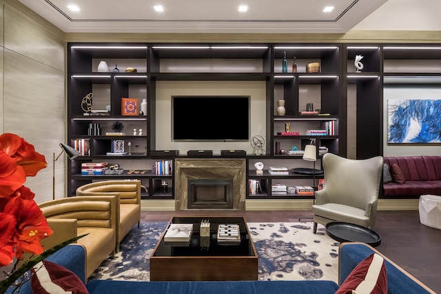 living room with wood-type flooring