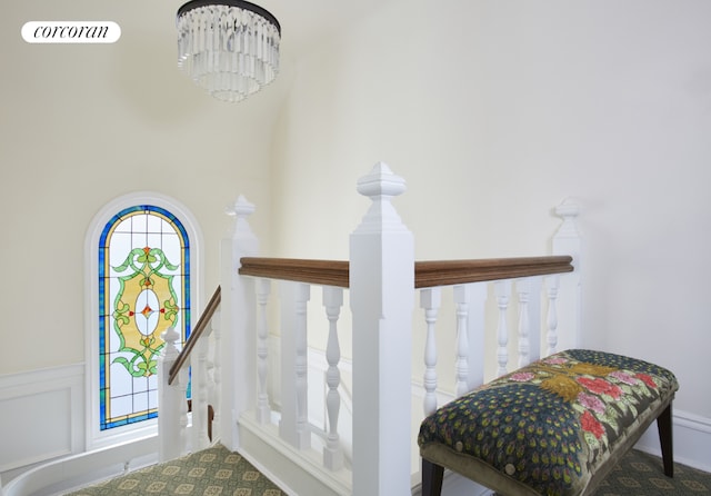 interior space with a notable chandelier