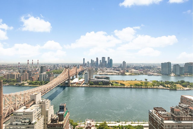 property view of water with a view of city