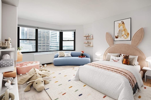 bedroom with parquet floors