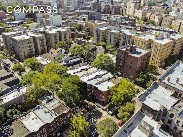 drone / aerial view with a city view