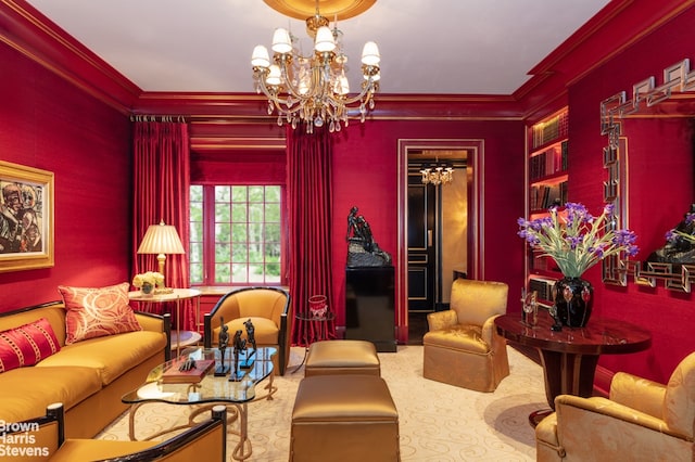 11 E 74th St, New York City, NY 10021 - living room with a chandelier and crown molding