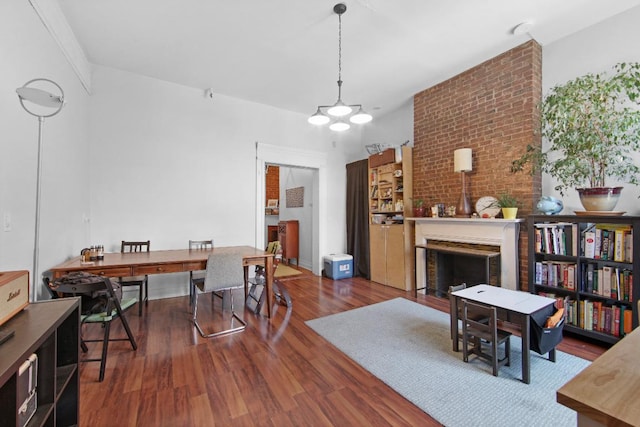 living room with dark wood-type flooring