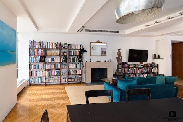 interior space featuring parquet floors