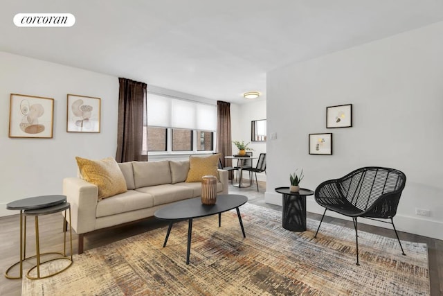 living room with wood-type flooring