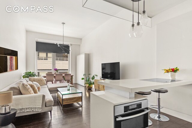 living room featuring dark hardwood / wood-style floors