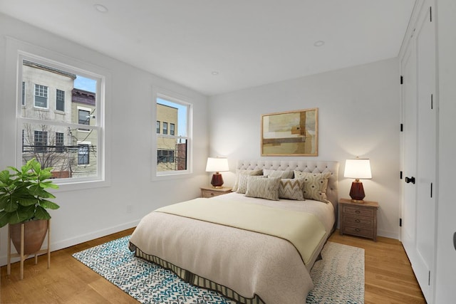 bedroom featuring light hardwood / wood-style floors