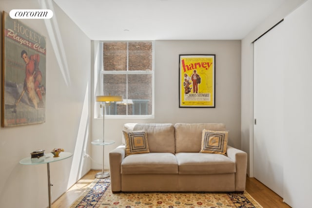 sitting room featuring light wood-type flooring