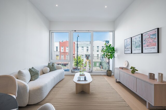 living room featuring light hardwood / wood-style flooring