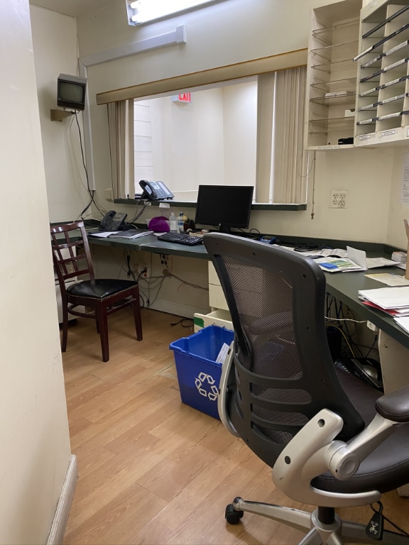 office area featuring light hardwood / wood-style floors