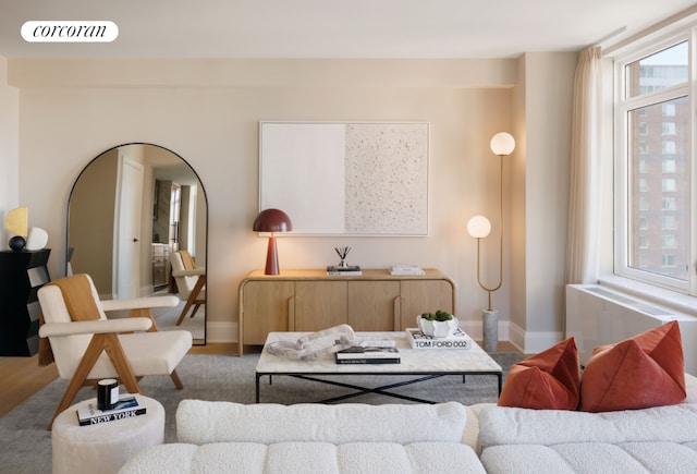 living room featuring hardwood / wood-style flooring and a wealth of natural light