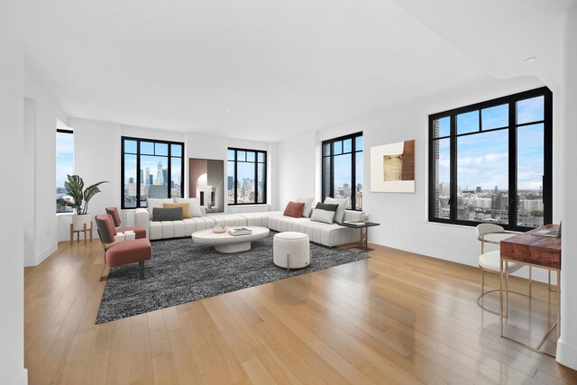 living room with light wood-type flooring