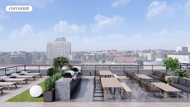 view of patio with an outdoor hangout area and an outdoor bar