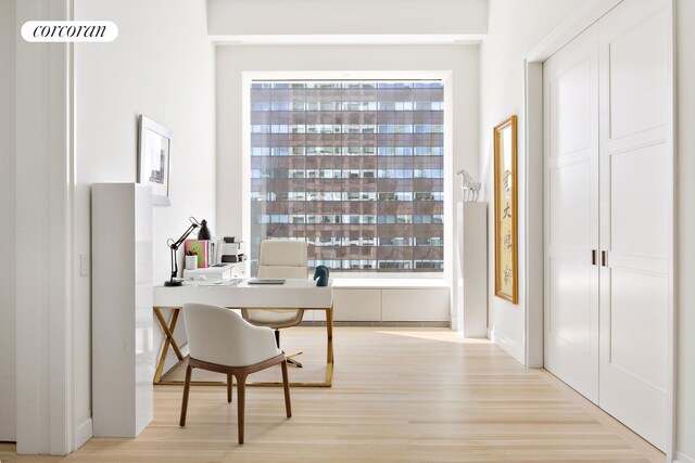 office area featuring light wood-type flooring