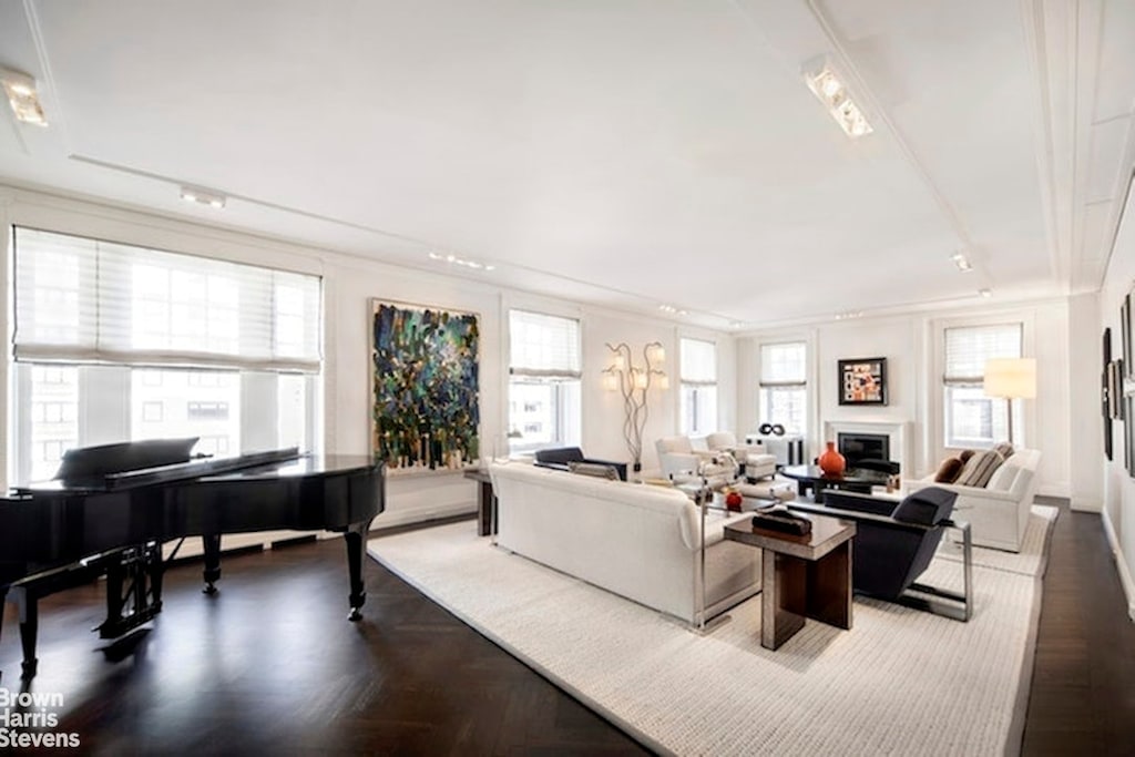 525 Park Ave Unit 11Ab, New York City, NY 10065 - living area with a glass covered fireplace