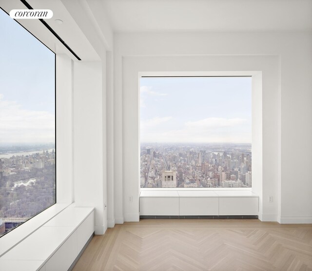 empty room featuring light parquet flooring