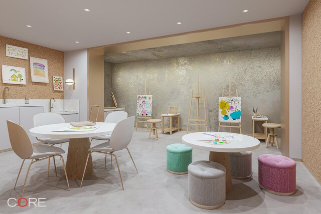 living room featuring light parquet flooring