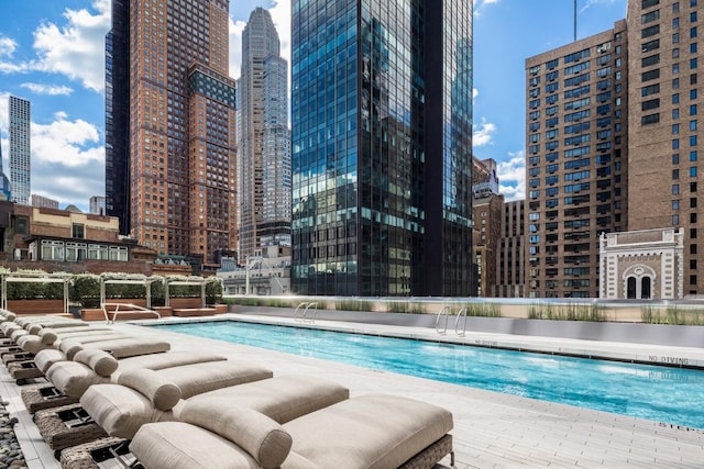 view of pool featuring a patio area