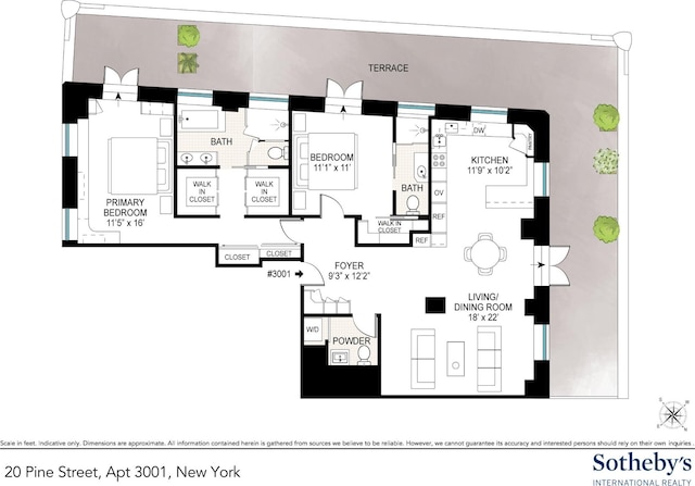 20 Pine St Unit 3001, New York City, NY 10005 - home floor plan