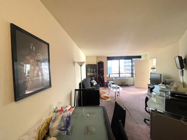 dining space with carpet