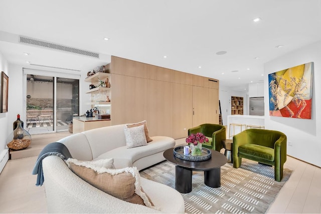 living room featuring light hardwood / wood-style floors