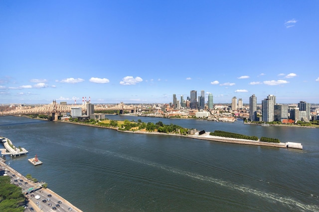 property view of water with a city view