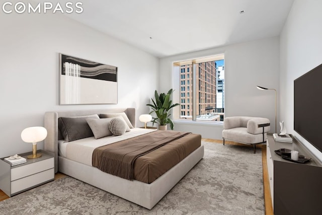 bedroom featuring hardwood / wood-style flooring