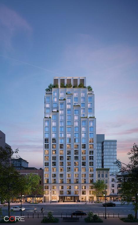 view of outdoor building at dusk