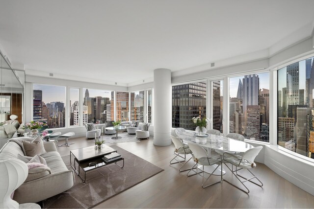 living area featuring hardwood / wood-style flooring