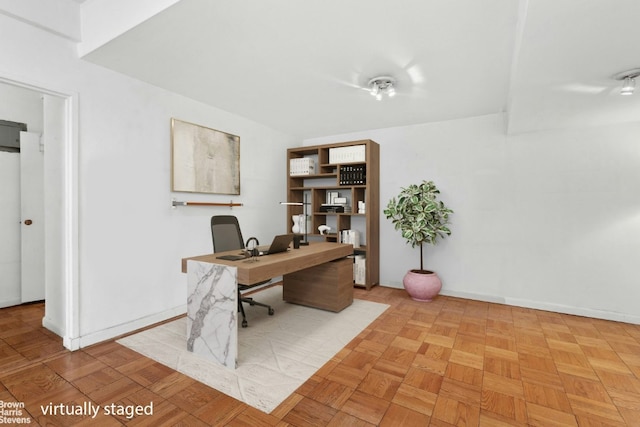 office featuring light parquet floors