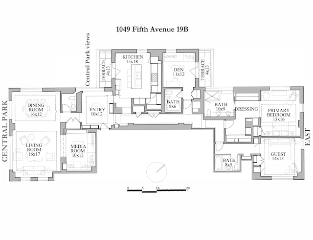 1049 5th Ave Unit 19B, New York City, NY 10028 - view of floor plan / room layout