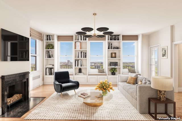 living room featuring light hardwood / wood-style floors