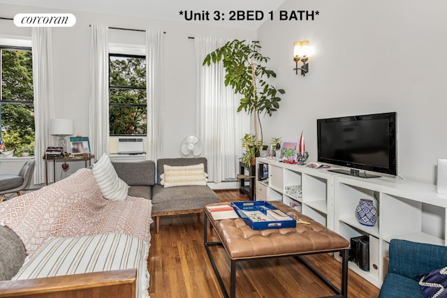 living room with hardwood / wood-style flooring