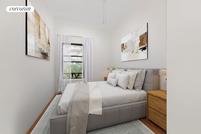 bedroom with wood-type flooring