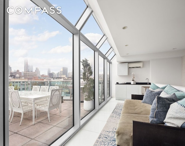 interior space with plenty of natural light and an AC wall unit