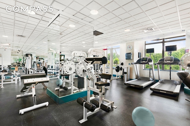 112-01 Queens Blvd Unit 8B, New York City, NY 11375 - gym with a paneled ceiling