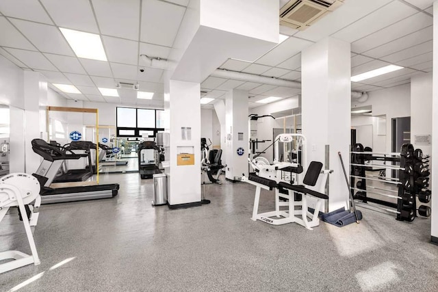 gym with a drop ceiling