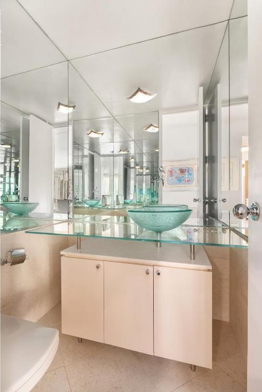 full bathroom with vanity and tile patterned floors