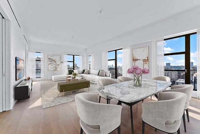 dining area featuring light hardwood / wood-style flooring