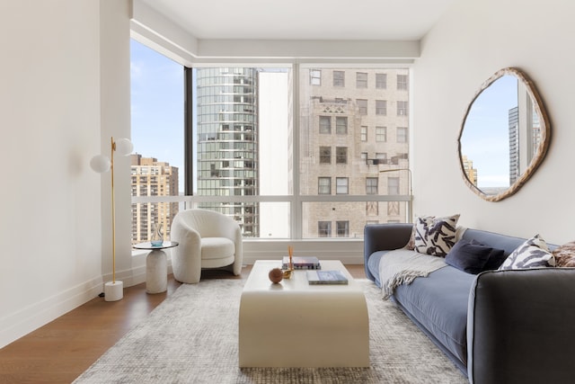 sitting room with hardwood / wood-style floors