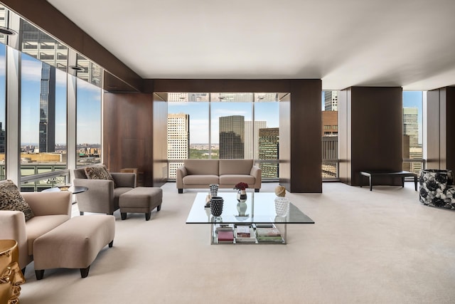 interior space featuring a city view