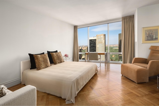 bedroom with expansive windows