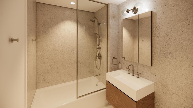 bathroom featuring shower / bath combination with glass door and sink