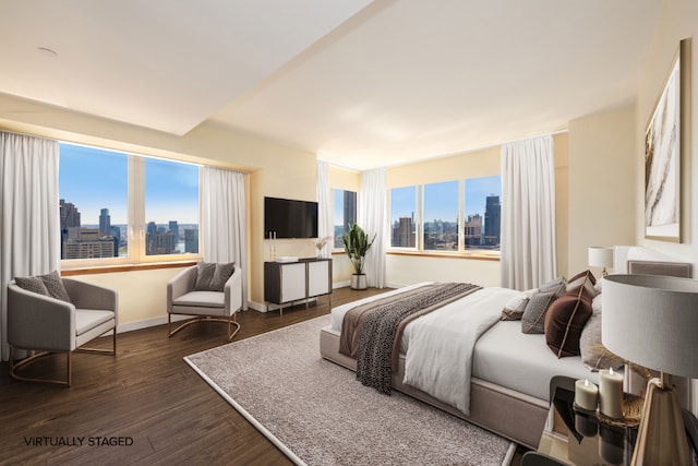 bedroom featuring dark hardwood / wood-style floors